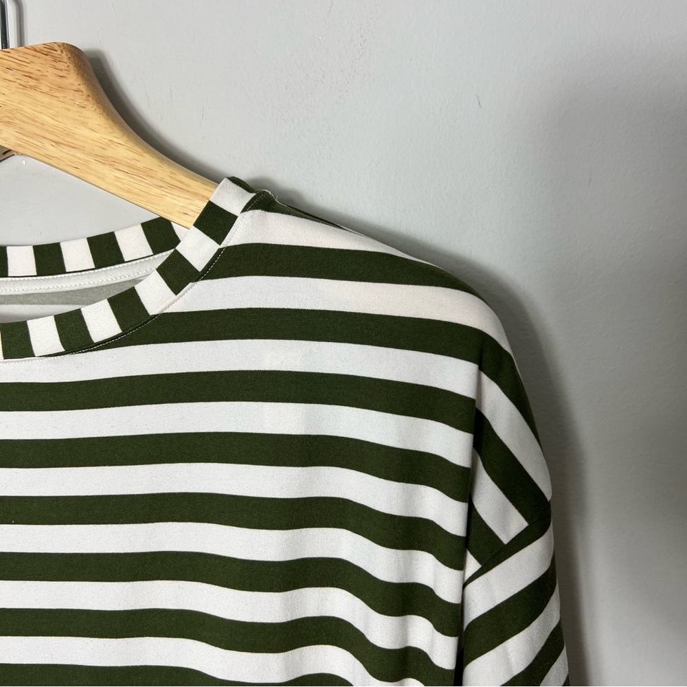 Albion Striped Long Sleeve Tee Shirt Soft Green White XS 890 - Picture 2 of 6